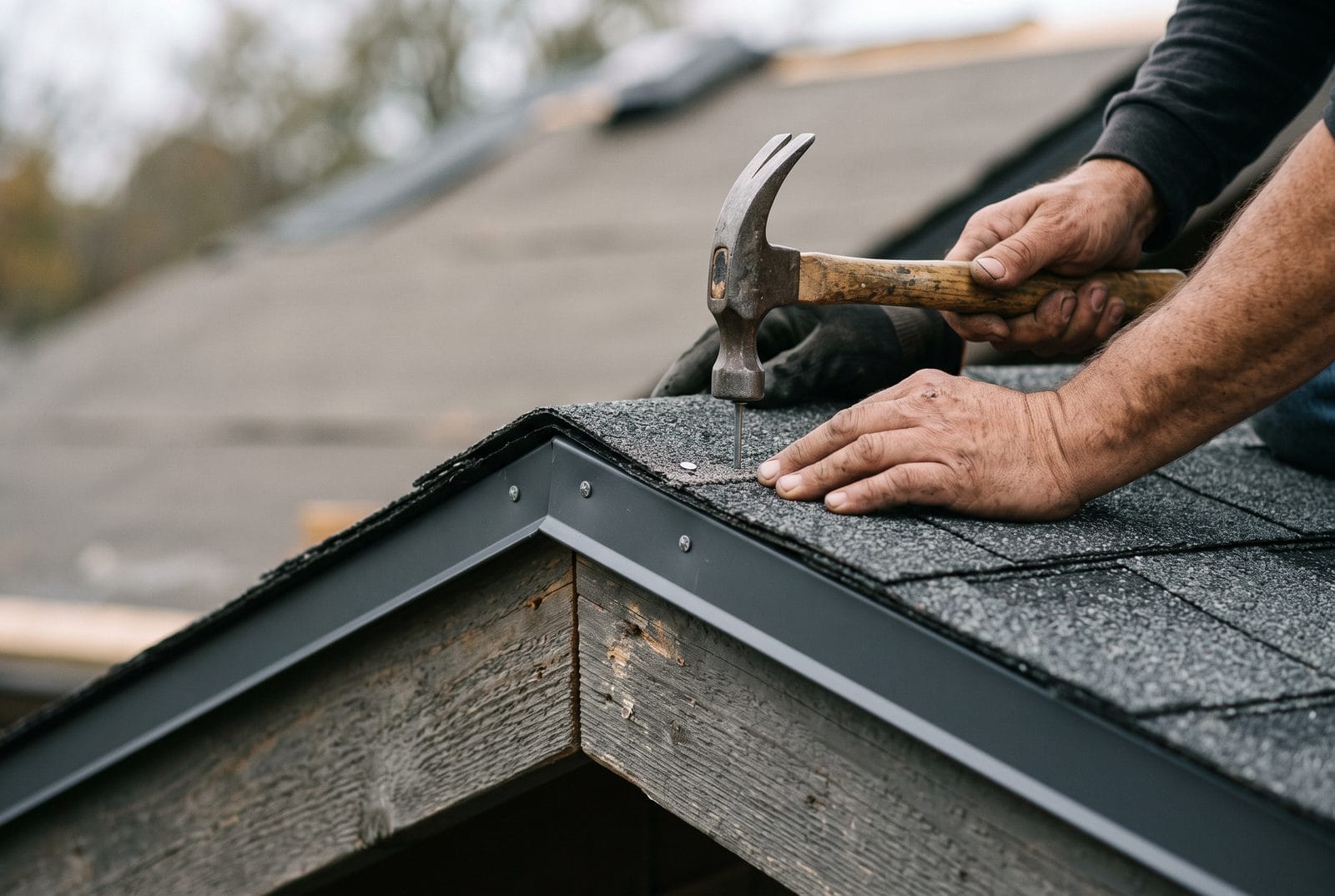 New drip edge and starter course at the eave.